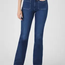 Wrangler Dark Blue High Rise Flaired Fit Jeans-picture-33