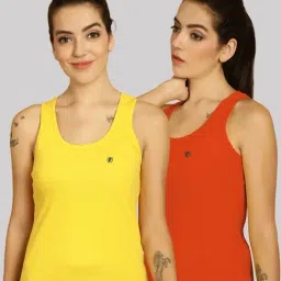 Friskers Yellow & Orange Cotton Sports Tank Top - Pack Of 2-picture-10