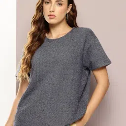 Dillinger Blue Textured T-Shirt-image-55