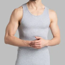 INDIAN THREADS Pack Of 3 Printed Round Neck Gym Vests Grey vest-S-P3 image 2