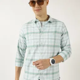 Thomas Scott Green Slim Fit Checks Casual Shirt-picture-21