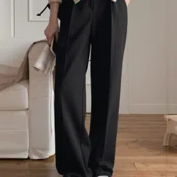 Broadstar Black Straight Fit High Rise Trousers-picture-35