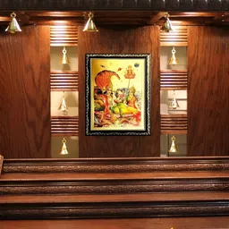 ADA Handicraft Black & Yellow Shree Narayan With Mata Lakshmi Religious Wooden Wall Art image 5