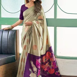DIVASTRI Floral Zari Silk Blend Banarasi Saree-image-39