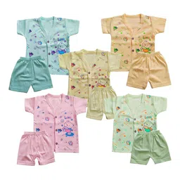 KIDDIEKISSES Kids Pack Of 5 Printed Pure Cotton Jhablas With Shorts-picture-3