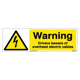 SUNSIGNS  Warning Drivers Beware Of Overhead Electric Cables Signages Size 600x200 mm HP Print + Vinyl, SN0185-picture-30