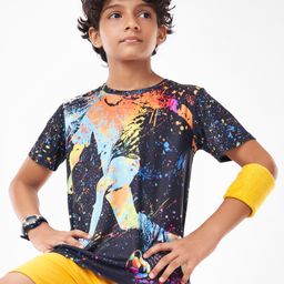 Pine Active Half Sleeves T-Shirt  Football Theme Print - Black-picture-33