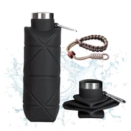 Bunie Stylish Collapsible Silicone Sipper Bottle with Wrist Strap  Pack of 1 Black-picture-18