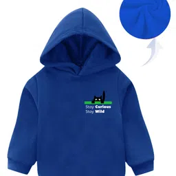 KAVEE Full Sleeves Cat Printed Hooded Sweatshirt - Royal Blue-picture-35