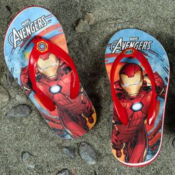 Toothless Avengers Featuring Iron Man Designed Flip Flops - Red & Blue-picture-0