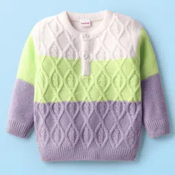 Babyhug Knit Full Sleeves Pullover Sweater With Cable Knit Design - White-picture-28