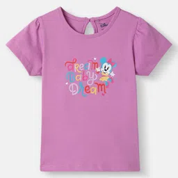 Nautinati Cotton Knit Disney Mickey & Friends Featuring Half Sleeves Minnie Mouse Printed Top - Purple-picture-16