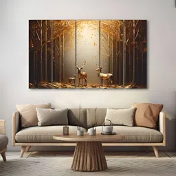 The Castle Decor Black & Gold-Toned 5 Piece Wood Birds and Animals Wall Paintings-picture-10