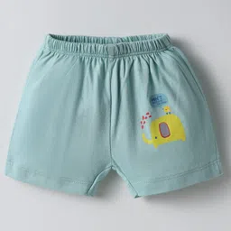 OHMS Single Jersey Knit Above Knee Length Shorts With Heart & Animal Print Pack Of 3 - Sea Green & White image 2