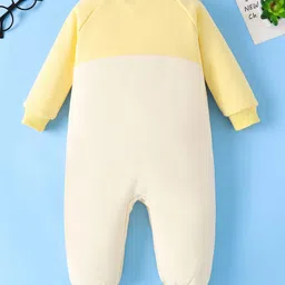 Mark & Mia Full Sleeves Winter Wear Romper With Dog Embroidery & Ear Applique - Yellow image 2