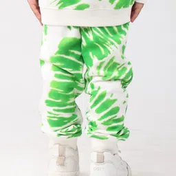Anthrilo Fleece Knit Tie Dye Printed Winter Joggers - Green image 3