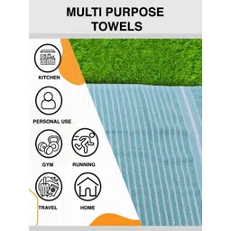 Aura 12-Pcs Blue & Grey Striped Pure Cotton Super Absorbent & Quick Dry Hand Towels image 5