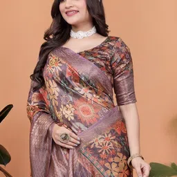 G R K Fashion Textile Floral Silk Blend Designer Saree-picture-31