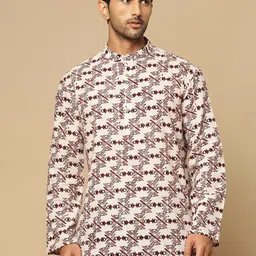 Fabindia Men Printed Mandarin Collar Roll-Up Sleeves Kurta-picture-27