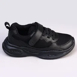 Pine Kids Velcro Closure Solid Color School Shoes - Black image 4