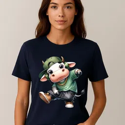 Anikmart Women Graphic Printed Round Neck Cotton Boxy T-shirt-picture-23