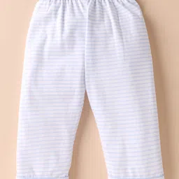 Teddy Sinker Knit Half Sleeves Co-Ord Night Suit with Stripes - Light Blue image 5