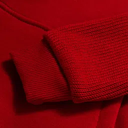 Little Kangaroos Fleece Knit Full Sleeves Hooded Sweatshirt with Kangroo Pockets & Cool Kids & No Rules Text Print - Red image 5