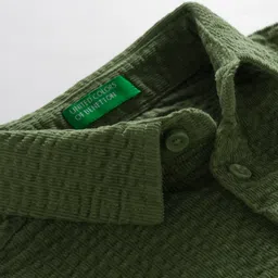 UCB Cotton Woven Full Sleeves Solid Color Shirt with Pocket Detailing - Green image 5