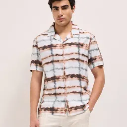 The Bear House Maroon Cotton Tie-Dye Regular Fit Shirt-picture-19
