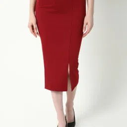 showoffff Showoff Red Cotton Blend Regular Fit Skirt image 4