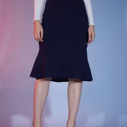BUYNEWTREND Navy Pencil Skirt-picture-17