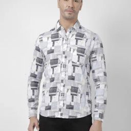 Numero Uno White Cotton Slim Fit Abstract Shirt-picture-18