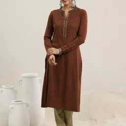 Libas Rust Embroidered A Line Kurta image 4