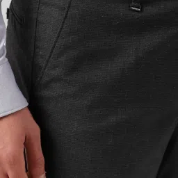 Van Heusen Black Regular Fit Texture Trousers image 4