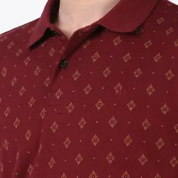 Peter England Maroon Cotton Regular Fit Printed Polo T-Shirt image 4