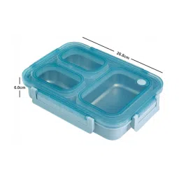 Goodhomes Blue Steel 3 partition Leak Proof Lunch Box image 4