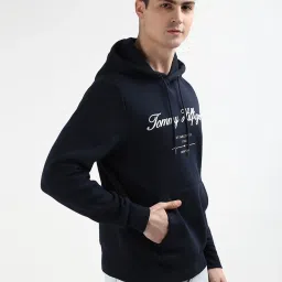 Tommy Hilfiger Navy Cotton Regular Fit Logo Printed Pullover image 4