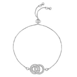 Peora Silver Plated Cubic Zirconia Studded Adjustable Bracelet image 4