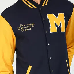 Campus Sutra Men Stand Collar Colourblocked Lightweight Bomber Jacket image 5