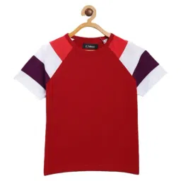 Ladore Kids Red Color Block Pattern T-Shirt-picture-32