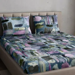 Petal Home Pebbles Blue Cotton 144 TC Bedsheet-image-25