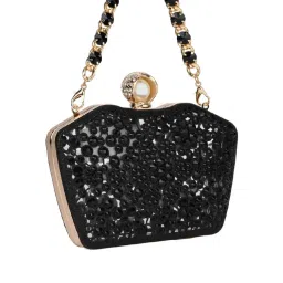 Rocia Black Embellished Small Box Clutch image 4
