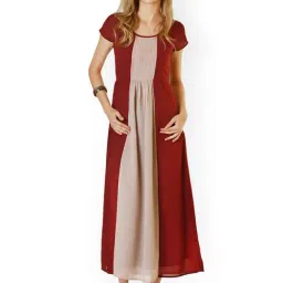 Belle Fille Maroon & Beige Regular Fit Dress-picture-38