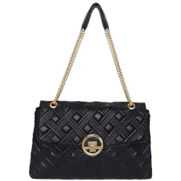 Accessorize London Women's Oversized Black Ayda Quilted Adjustable Shoulder Sling Bag-image-35