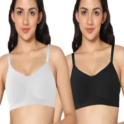 IN CARE Black & White Non-Wired Full Coverage T-Shirt Bra - Pack of 2-picture-16