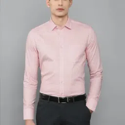 Louis Philippe Pink Cotton Slim Fit Self Pattern Shirt-picture-34