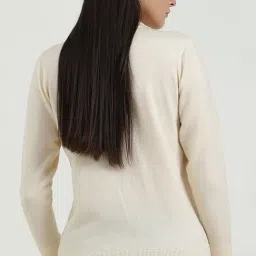 Fablestreet Off White Acrylic Solid Sweater image 2