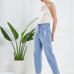 KASSUALLY Light Blue Distressed Mid Rise Jeans image 4