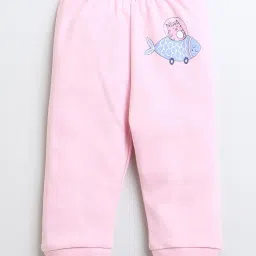 Bumzee Girls White & Pink Printed Full Sleeves Bodysuit With Pyjamas image 4