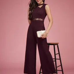 Miss Chase Wine Embellished Jumpsuit image 4